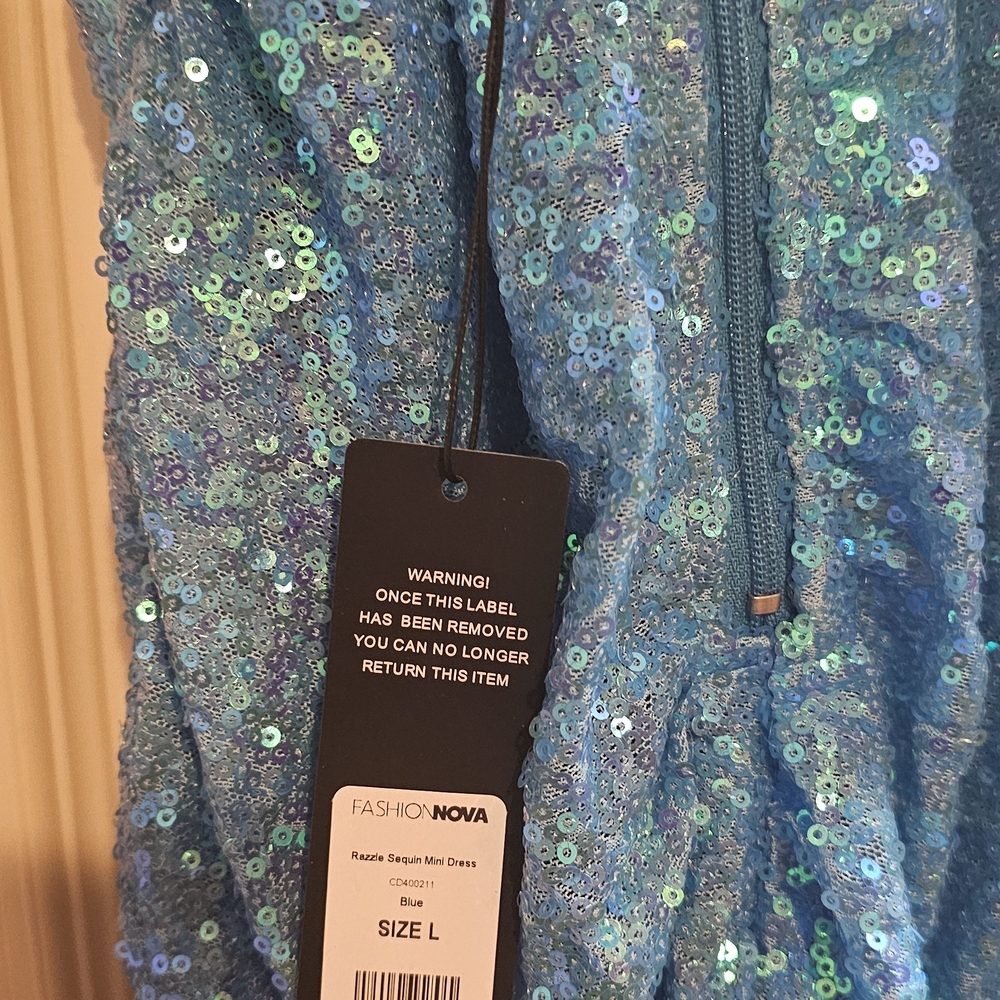 Fashion Nova Blue Sequin Mini Dress - Picture 6 of 6